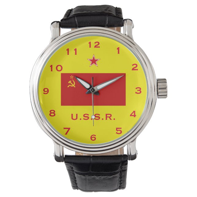 Russie (URSS) Drapeau rouge montre poignet (devant)