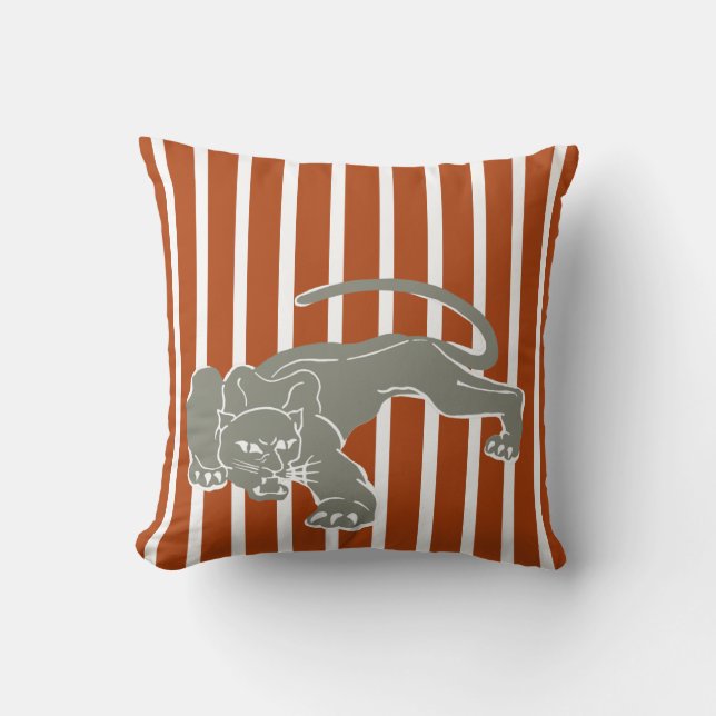 Rust Brown Safari Coussin à bande avec Leopard (Recto)