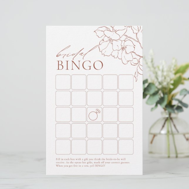Rust élégant floral nuptiale douche jeu de bingo (Debout devant)