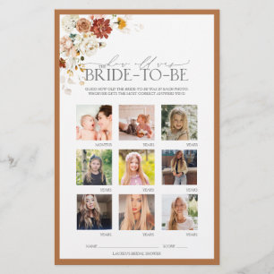 Rust Orange Aquarelle Florale Fête des mariées Jeu