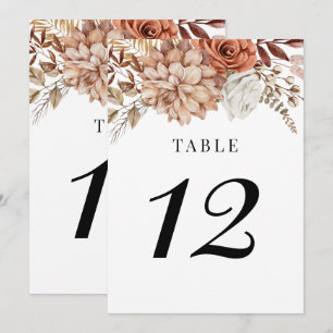 Rust Terracotta Fall Boho Floral Numéro de table