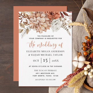 Rust Terracotta Fall Floral Faire-part de mariage