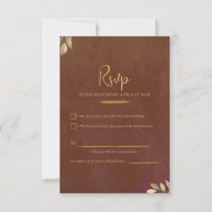 Rust Terracotta Velvet Luxe Gold Wedding RSVP
