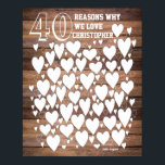 Rustic 40th Birthday Guest Book Poster<br><div class="desc">A wonderful 40th birthday gift poster. Use as a fortieth birthday party guest book - or get the family to sign for a unique gift. Fully personalize with your own name,  date and message. 
Printed onto paper - wood is an effect only.</div>