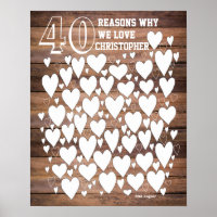 Rustic 40th Birthday Guest Book Poster