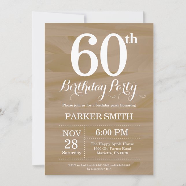 Rustic 60th Birthday Invitation (Devant)