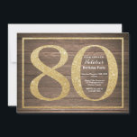 Rustic 80th Birthday Invitation Gold Glitter<br><div class="desc">Rustic 80th Birthday Invitation. Black and Gold Glitter Birthday Party Invite with Rustic Wood Background. Surprise Birthday. Adult Birthday. Men or Women Bday Bash Party. For further customization,  please click the "Customize it" button and use our design tool to modify this template.</div>