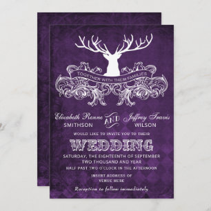 Rustic Antler, Deer Winter Woodland invitation de 