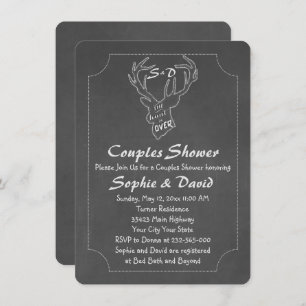 Rustic Antlers Chalk Engagement Party Invitation
