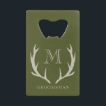 Rustic Army Green Antler Personnalisé Groomsmen Ca<br><div class="desc">Élevez vos cadeaux de marionnettes avec notre ouvre-bouteille élégant, le mélange parfait de fonctionnalité et de style. Conçu pour la durabilité et la commodité, ce décapsuleur permet d'accéder facilement aux rafraîchissements lors de tout rassemblement. Sa finition verte armée et sa subtile décoration en bois ambre/beige apportent une touche d'élégance rustique,...</div>