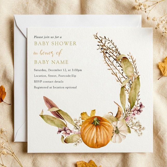 Rustic Automne citrouille baby shower invitation (Créateur téléchargé)