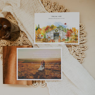Rustic Automne Grange Mariage Photo Merci