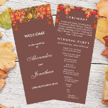 Rustic Automne Mariage de automne Programme<br><div class="desc">Célébrez votre journée spéciale avec ce programme personnalisé de mariage d'amour, le mariage parfait du charme rustique et du design élégant. Idéal pour un mariage d'automne, ce programme magnifiquement conçu présente un riche agencement botanique de feuilles chauds d'orange, de brun et de jaune doré, mêlés de cônes de pins, de...</div>
