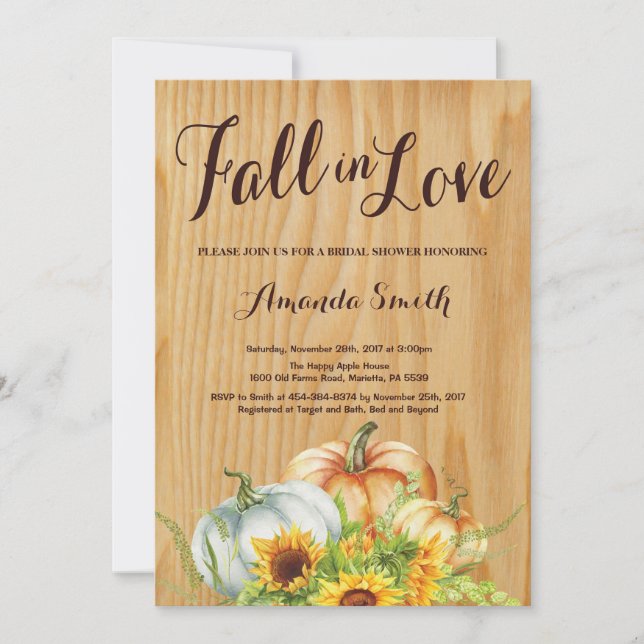 Rustic Automne nuptiale invitation douche (Devant)