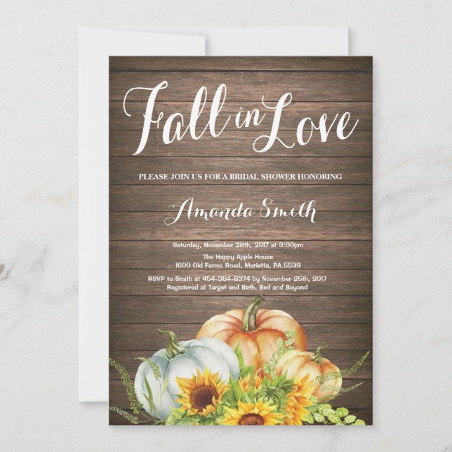 Rustic Automne nuptiale invitation douche (Devant)