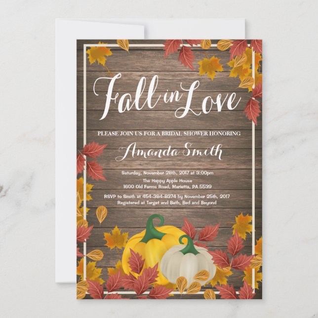 Rustic Automne nuptiale invitation douche (Devant)