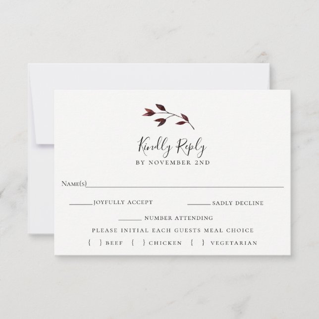 Rustic Automne quitte Mariage RSVP Carte de choix  (Devant)