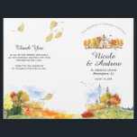Rustic Autumn Chapel Wedding Programme<br><div class="desc">Créez le programme de mariage parfait avec ce modèle d'automne romantique. Notez que les cartes arrivent à plat, et vous aurez besoin de Pold Down the Middle pour les convertir en papiers pliés. Ajoutez votre libellé personnalisé à cette conception à l'aide des cases "Modifier ce modèle de conception" situées à...</div>