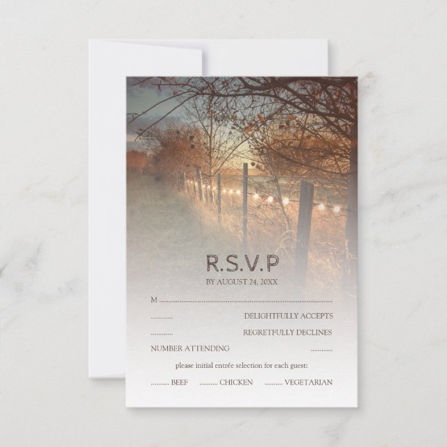 Rustic Autumn Farm Mariage de automne RSVP (Devant)