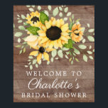 Rustic Autumn Fête des mariées tournesol Affiche d<br><div class="desc">Bienvenue à votre invité avec notre belle douche nuptiale poster de bienvenue avec belle aquarelle jaune tournesol bouquet floral</div>