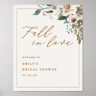 Rustic Autumn Floral Fall in Love Welcome Poster