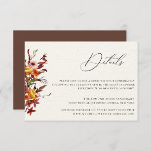 Rustic Autumn Foliage Floral Mariage Détails Carte