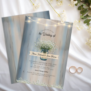 Rustic Baby’s Breath Mason Jar Faire-part de maria