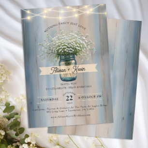 Rustic Baby’s Breath Mason Jar Faire-part de maria