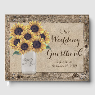 Rustic Barn Mariage Mason Jar Sunflower Livre d'or