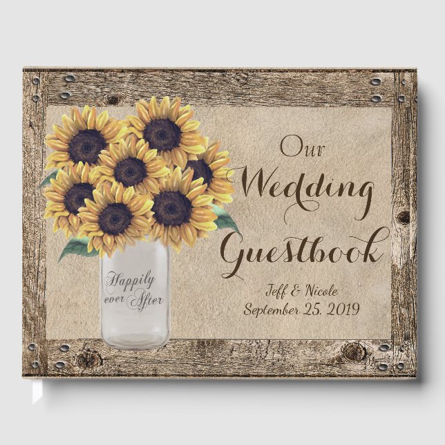 Rustic Barn Mariage Mason Jar Sunflower Livre d'or (Recto)