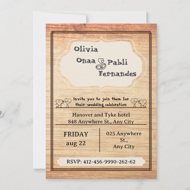 Rustic Barn Wedding Invitation Template (Devant)