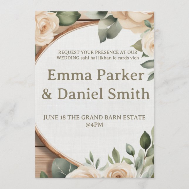 Rustic Barn Wedding Invitation with String Lights  (Devant)