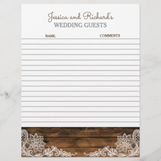 Rustic Barn Wood et dentelle Mariage livre d'or
