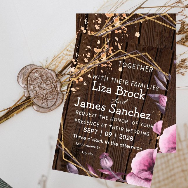 Rustic Barn Wood String Lights Wedding Invitation  (Créateur téléchargé)