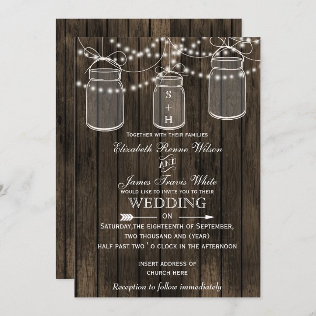Rustic Barnwood, invitation à un mariage dans un b (Devant / Derrière)