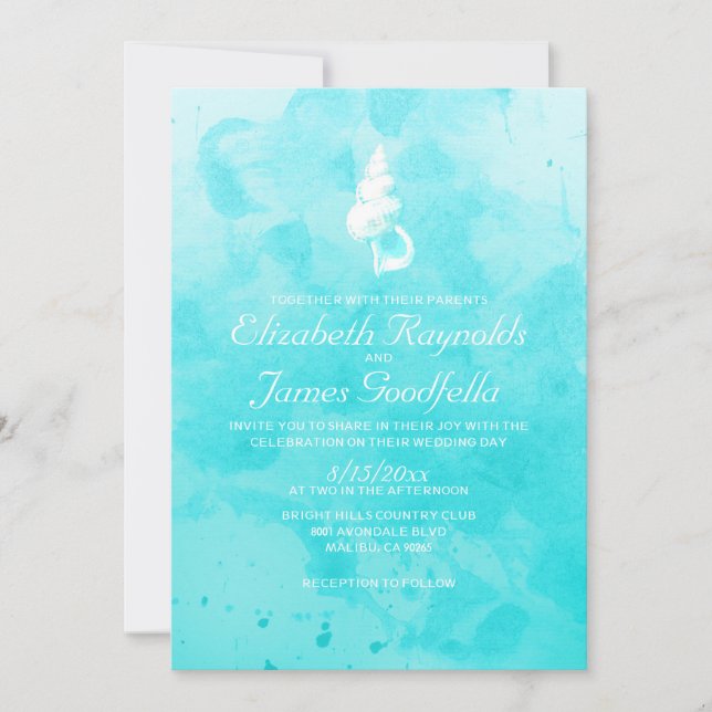 Rustic Beach Seashells Destination Invitation de m (Devant)
