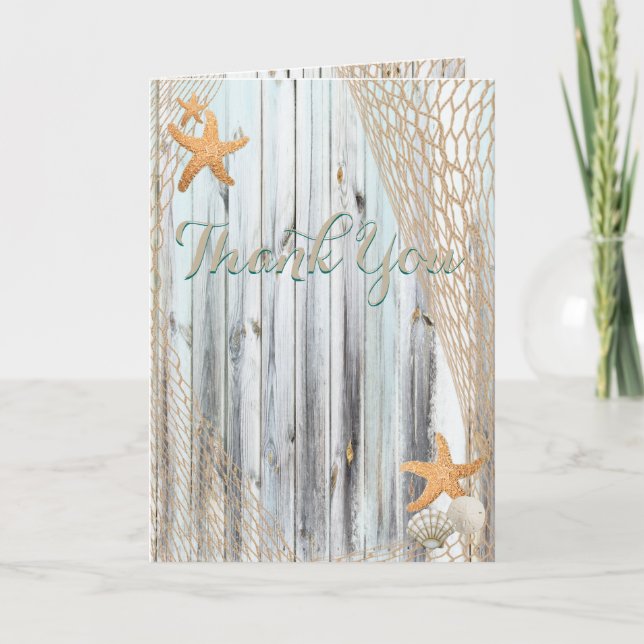 Rustic Beach Starfish Mariage Carte de remerciemen (Devant)