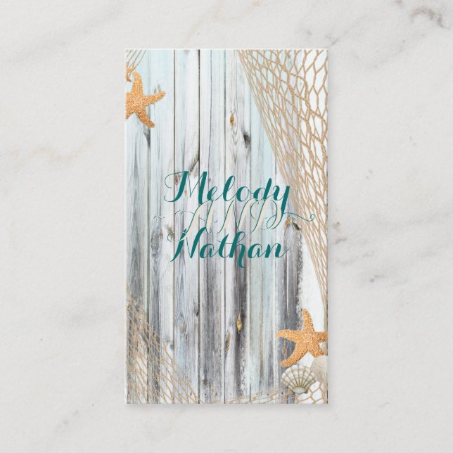 Rustic Beach Starfish Mariage Carte de site Web Ma (Devant)