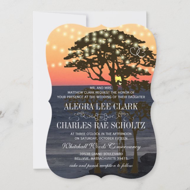 Rustic Beach Sunset Mariage Invitations (Devant)