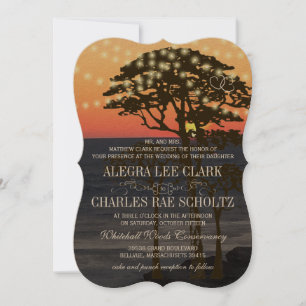Rustic Beach Sunset Mariage Invitations