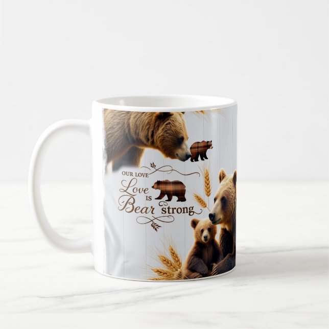 Rustic Bear Family Love is Strong Classic Mug (Gauche)