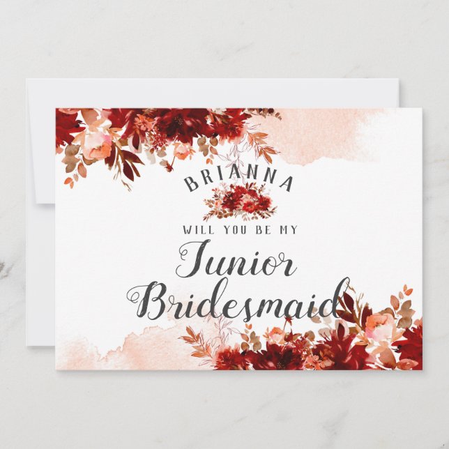 Rustic Beauty Floral Be My Jr Bridesmaid Propositi (Devant)