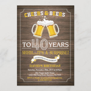 Rustic Beer Surprise 40e anniversaire Invitation