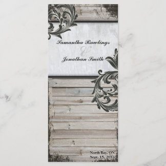 Rustic Birch Bark & Barn Board Programme de mariag