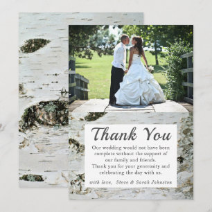 Rustic Birch Bark Mariage Photo Merci Cartes