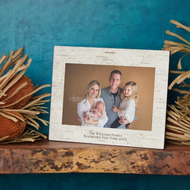Rustic Birch Nom personnalisé Photo 8x10 Plaque (Côté)