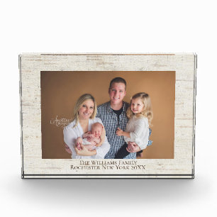 Rustic Birch Nom personnalisé Photo Bloc acrylique