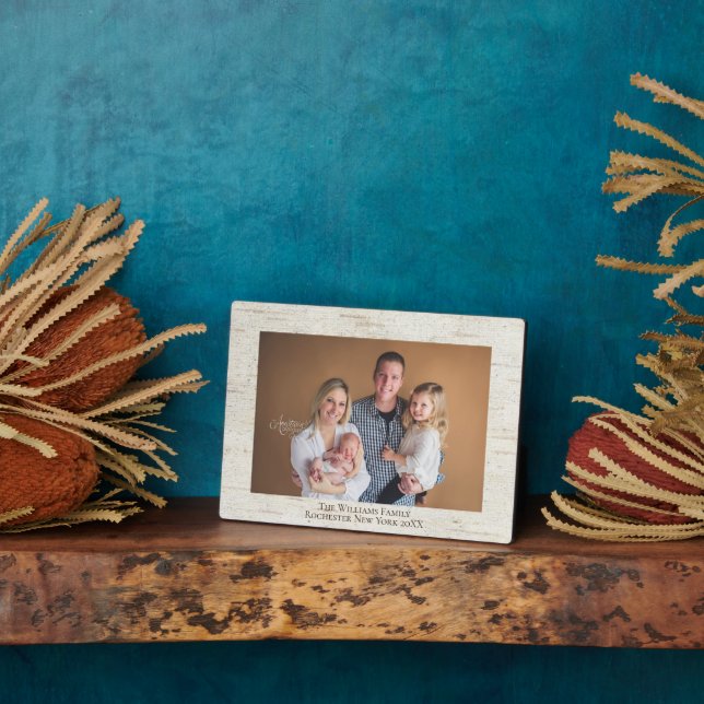 Rustic Birch Nom personnalisé Plaque photo (Côté)