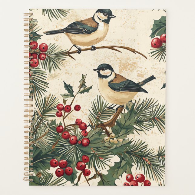 Rustic Bird et Poinsettia Motif de Noël (8) (Devant)