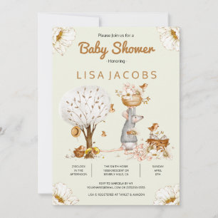 Rustic Bird Mouse Pays Baby shower Invitation